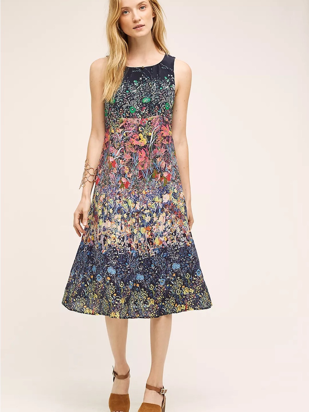 Maeve Larkspur Navy Multi Floral Midi Dress